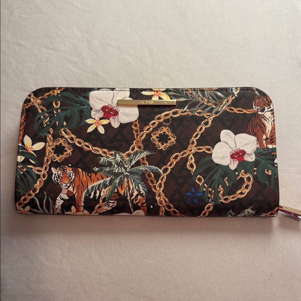 Floral and Tiger Print Women's Wallet - Picture 1 of 4
